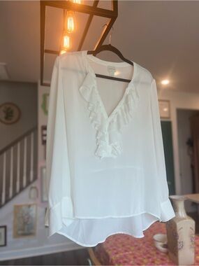 Chico's Sheer Ruffle Blouse